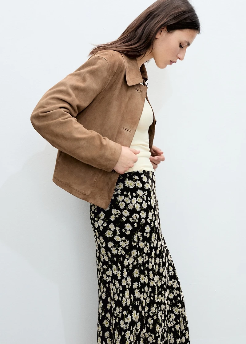 Long floral flared skirt