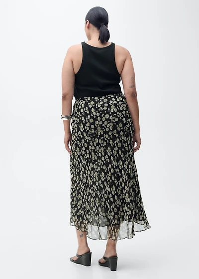 Long floral flared skirt