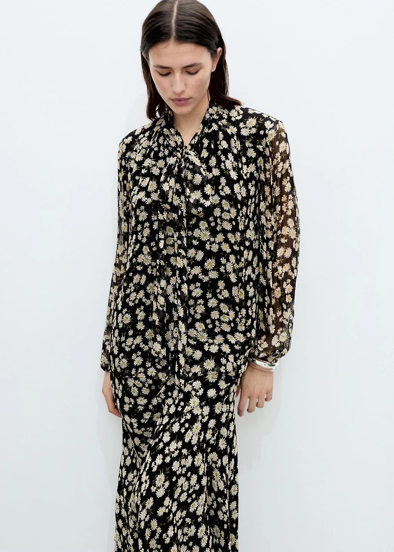 Long floral flared skirt