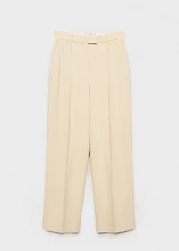 Wide-leg pleated suit pants