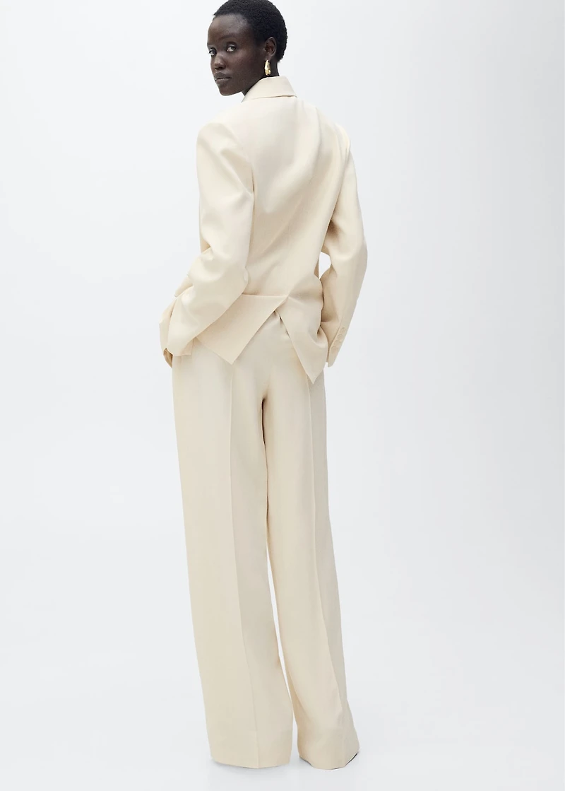 Wide-leg pleated suit pants