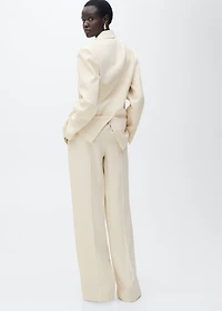 Wide-leg pleated suit pants