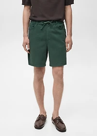 Denim bermuda shorts with drawstring