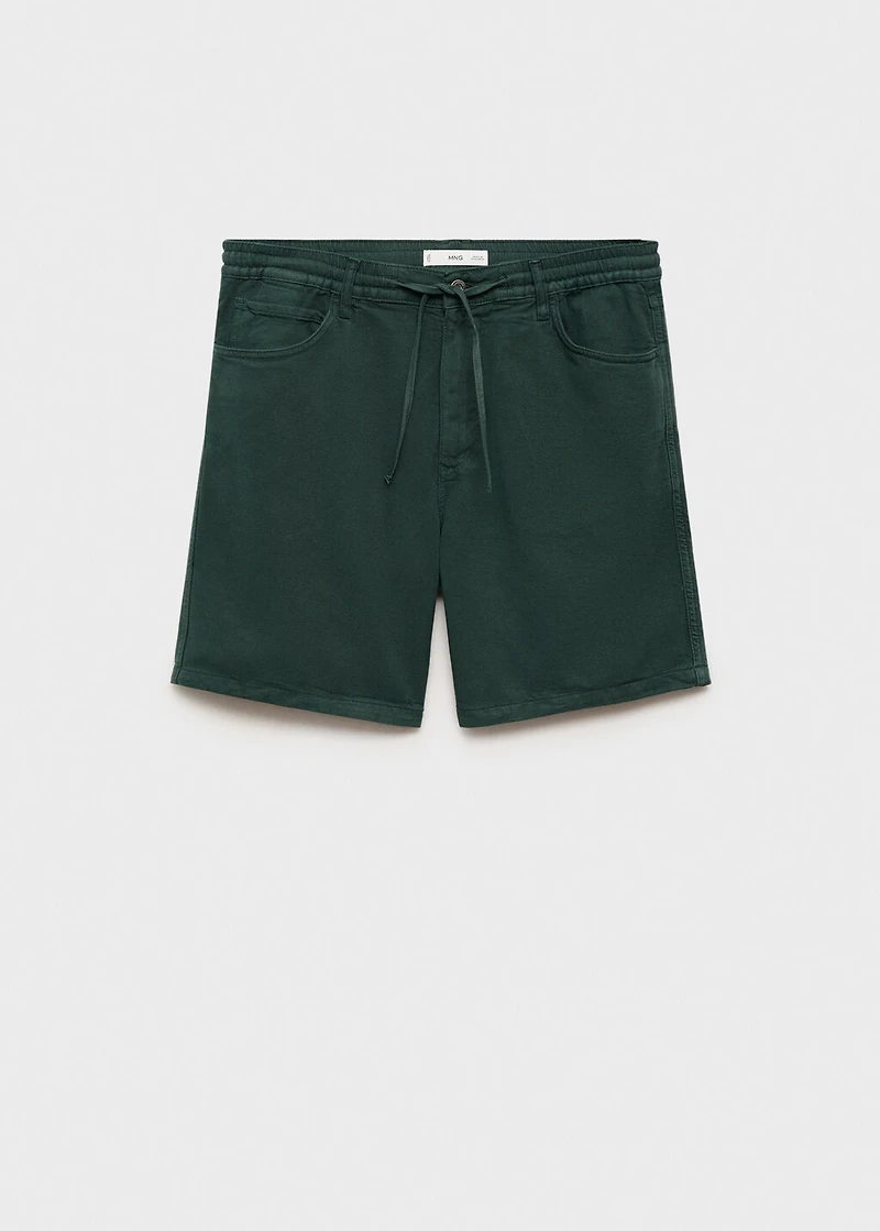 Denim bermuda shorts with drawstring