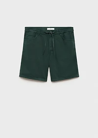 Denim bermuda shorts with drawstring