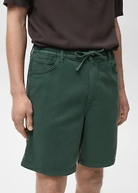 Denim bermuda shorts with drawstring