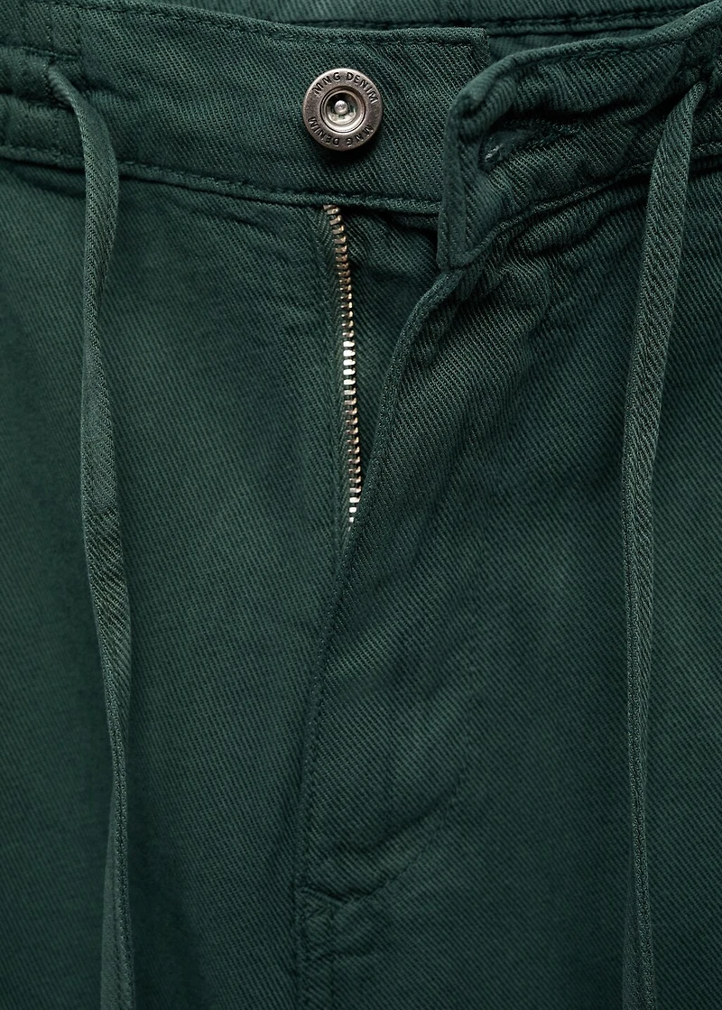 Denim bermuda shorts with drawstring