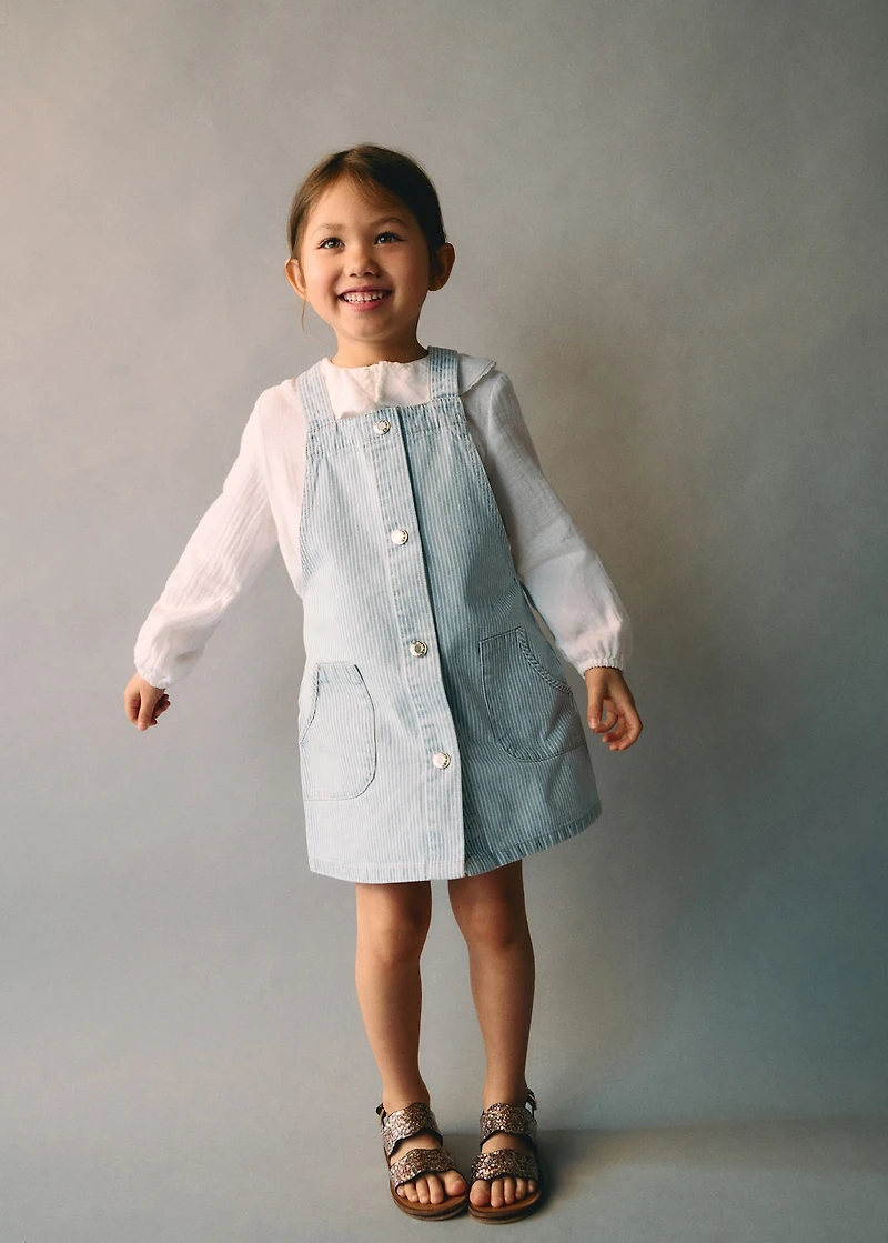 Striped denim pinafore