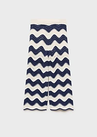 Zig-zag knitted pants with lace accents