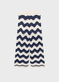 Zig-zag knitted pants with lace accents
