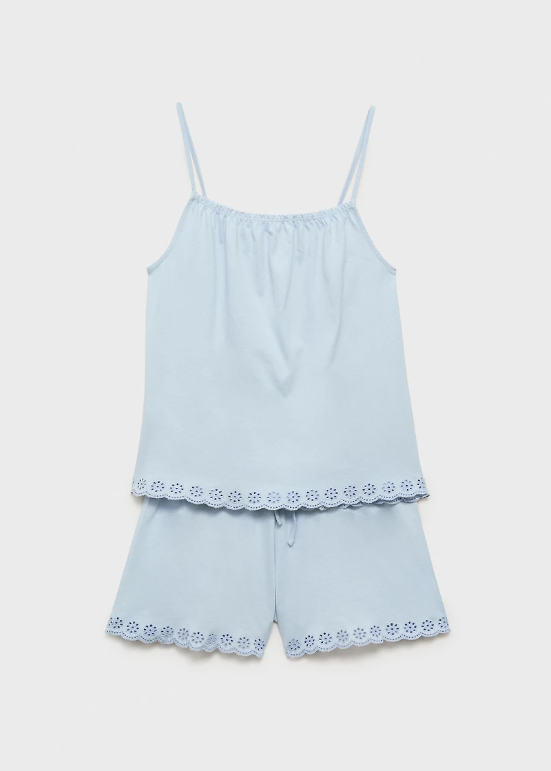 Pajamas with embroidered details