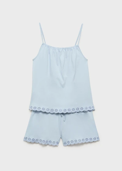 Pajamas with embroidered details