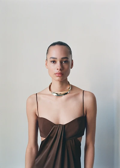 Satin dress with side slits