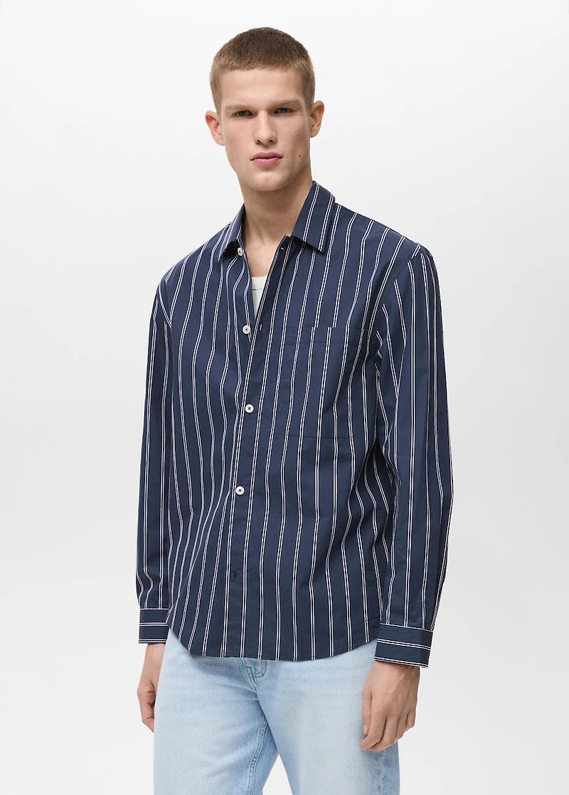 Regular-fit striped 100% cotton shirt