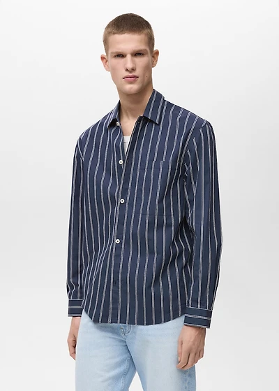 Regular-fit striped 100% cotton shirt