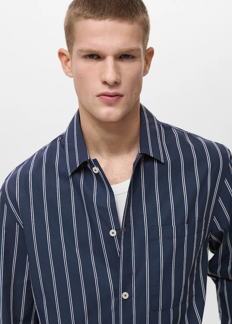 Regular-fit striped 100% cotton shirt