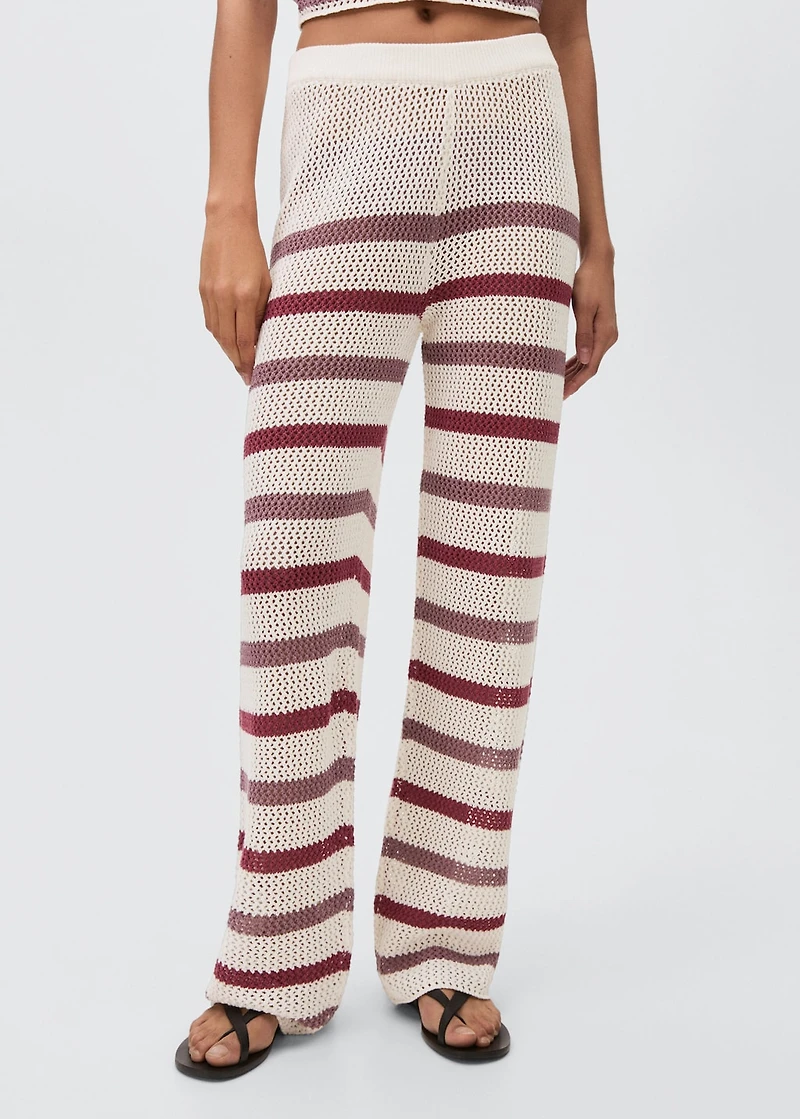 Knit pants with stripes