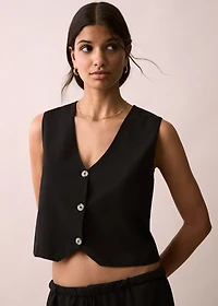 Linen vest with buttons