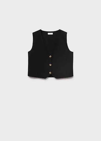 Linen vest with buttons