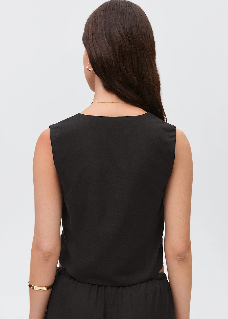 Linen vest with buttons