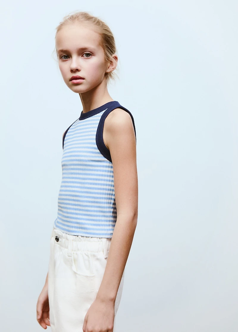 Striped cotton-blend top