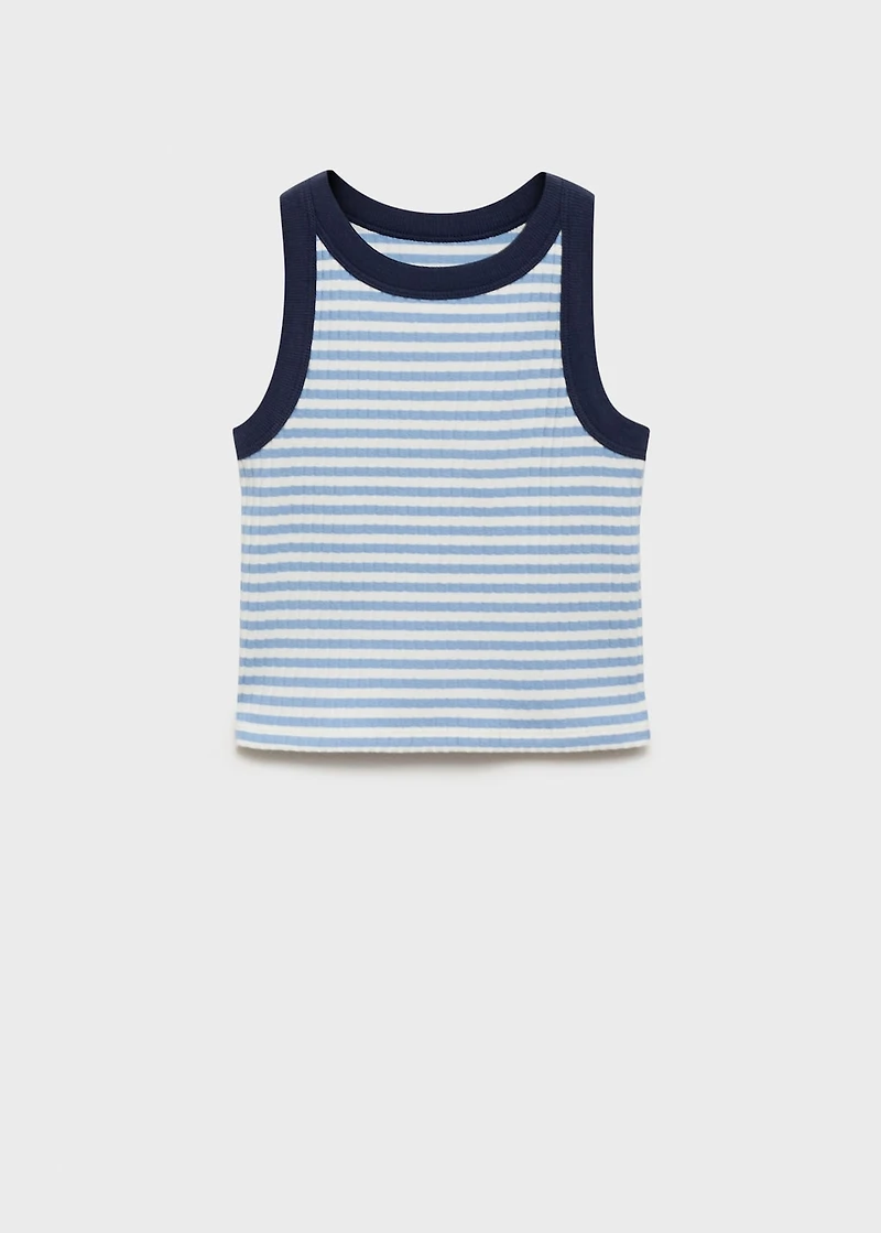 Striped cotton-blend top