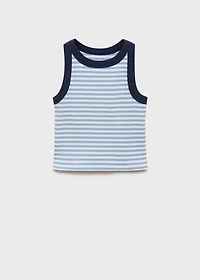 Striped cotton-blend top