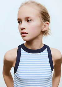 Striped cotton-blend top