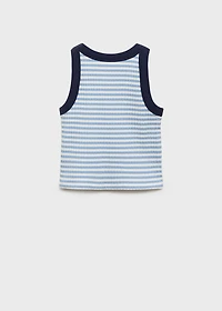 Striped cotton-blend top