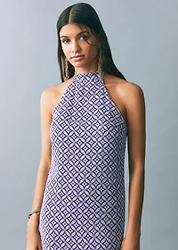 Halter-neck printed dress