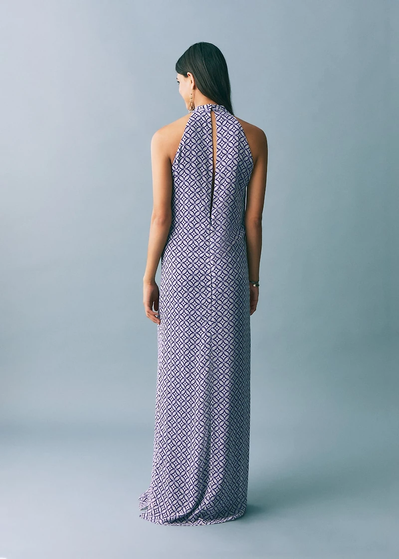 Halter-neck printed dress