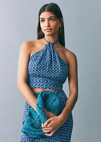 Halter-neck printed top