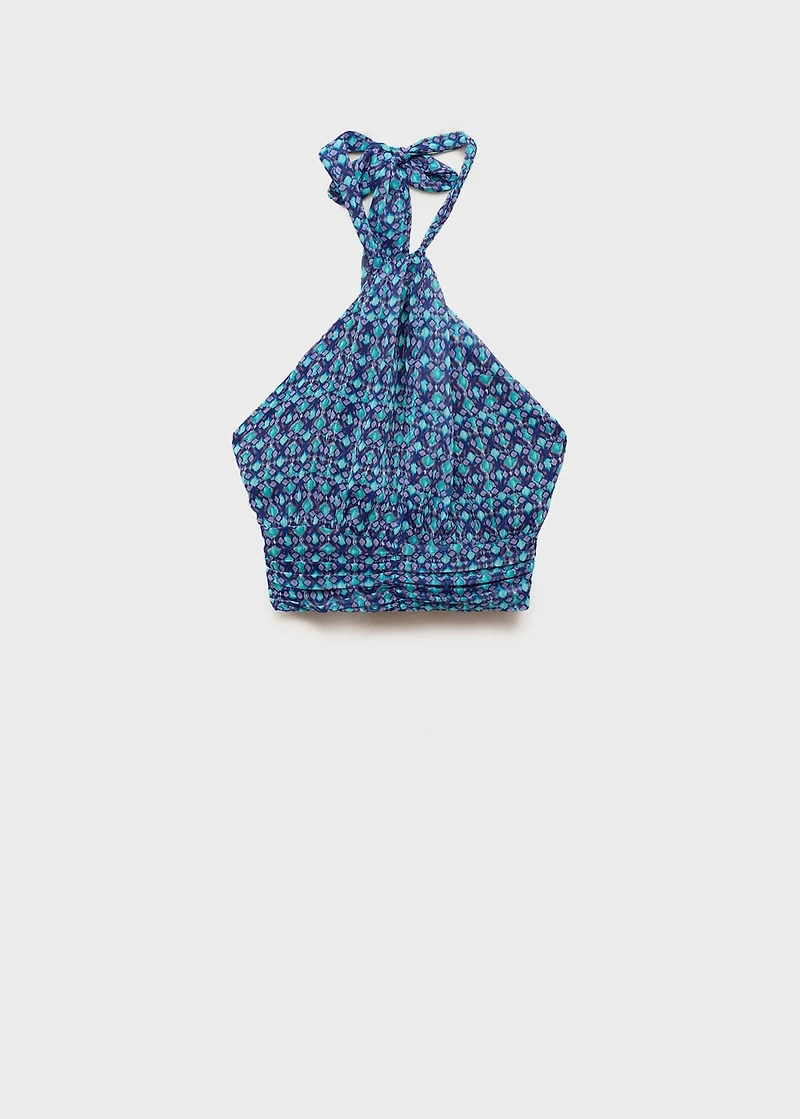 Halter-neck printed top