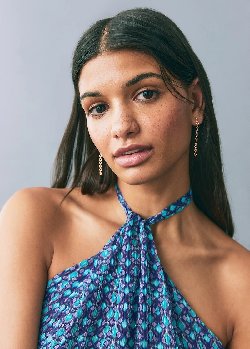 Halter-neck printed top