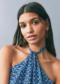 Halter-neck printed top