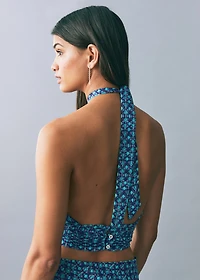 Halter-neck printed top