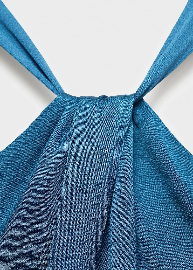 Halter-neck satin jumpsuit