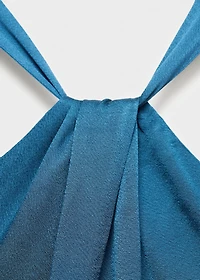 Halter-neck satin jumpsuit