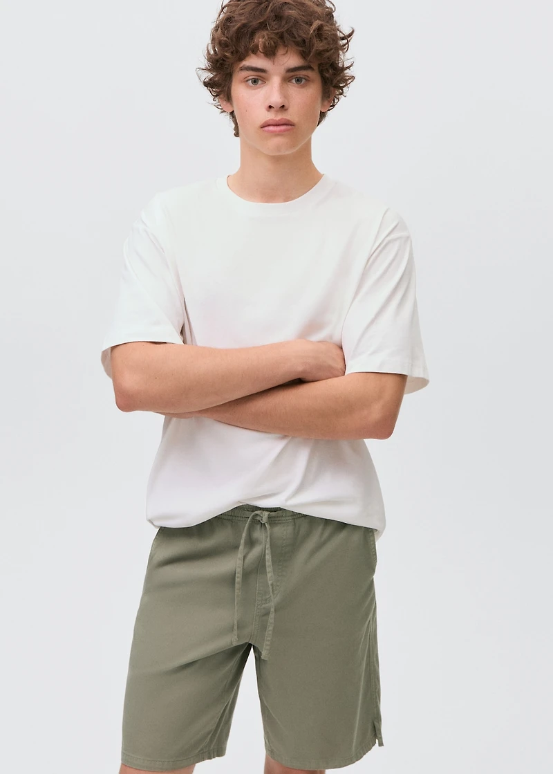 Cotton shorts with drawstring