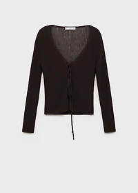 Rib-knit cardigan with bows