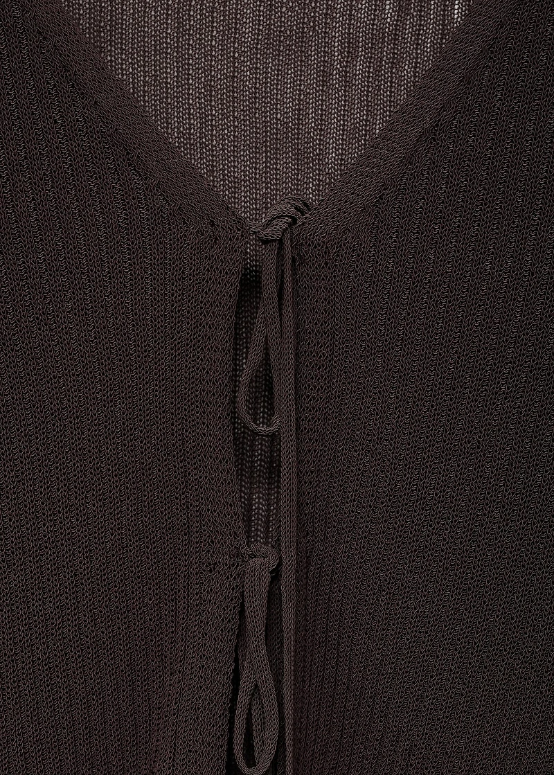 Rib-knit cardigan with bows