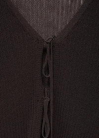 Rib-knit cardigan with bows