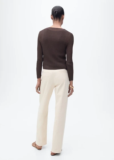 Rib-knit cardigan with bows