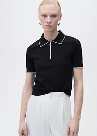 Polo-neck sweater with contrasting trims