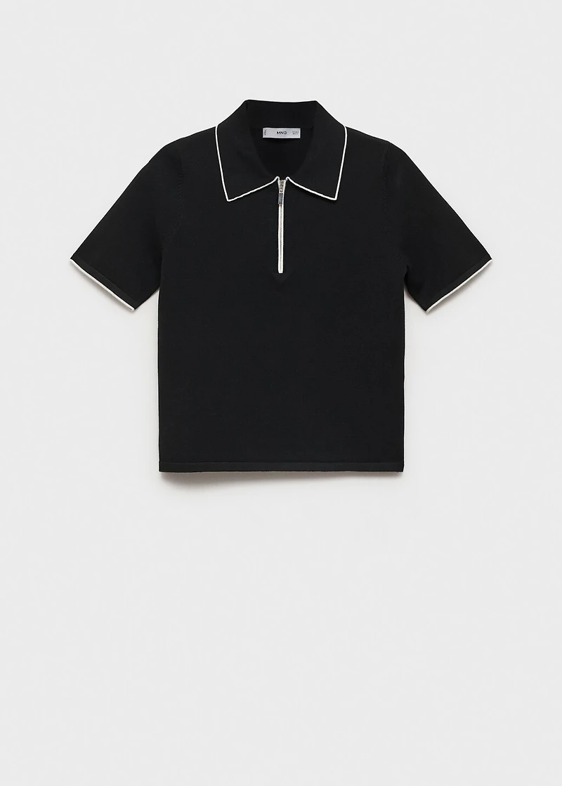 Polo-neck sweater with contrasting trims