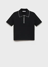 Polo-neck sweater with contrasting trims