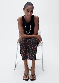 Long floral flared skirt