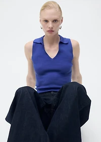 Polo-neck knitted top