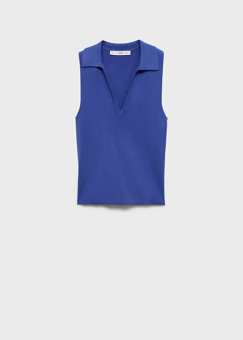 Polo-neck knitted top