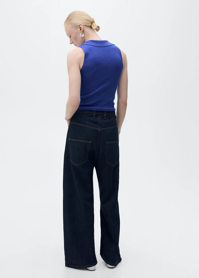 Polo-neck knitted top